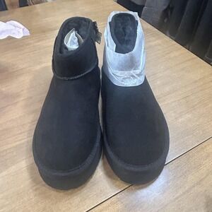 Juicy Couture Boots Womens Size 8 Black JC-Olden Faux Suede Ankle Shearling